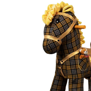 راکر اسب کودک چوبی شطرنجی طلایی - مشکی -اسباب بازی